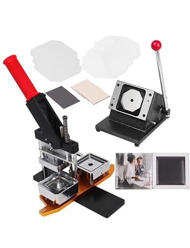 DIY Fridge Magnet Maker Kit with Paper Cutter and 100 Material Sets, Custom Square Button Badge Machine for Home Crafting