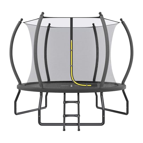 YUMPIE 8FT 10FT 12FT 14FT 15FT 16FT Outdoor Trampoline with Enclosure Net and Ladder, Recreational Trampolines for Kids and Adults, Quick Connect Frame, ASTM Approval