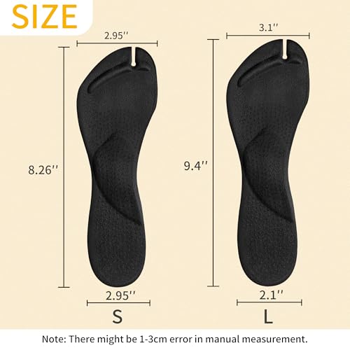 Image of 2pairs Arch Support Cushion Insoles Gel Arch Support Anti-Slip Flip Flop Thong Inserts Self Adhesive Gel Arch Support Cushion Insoles Plantar Fasciitis Pain Relief for Man Woman (Black, L)