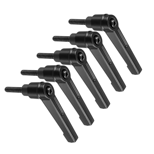 Image of Clamping Lever Handles, M5 x 20mm Male Thread, Adjustable Quick Release Locking Rotating Bolt Knobs Black - (Applications: for Lathe Machinery), 5-Pieces