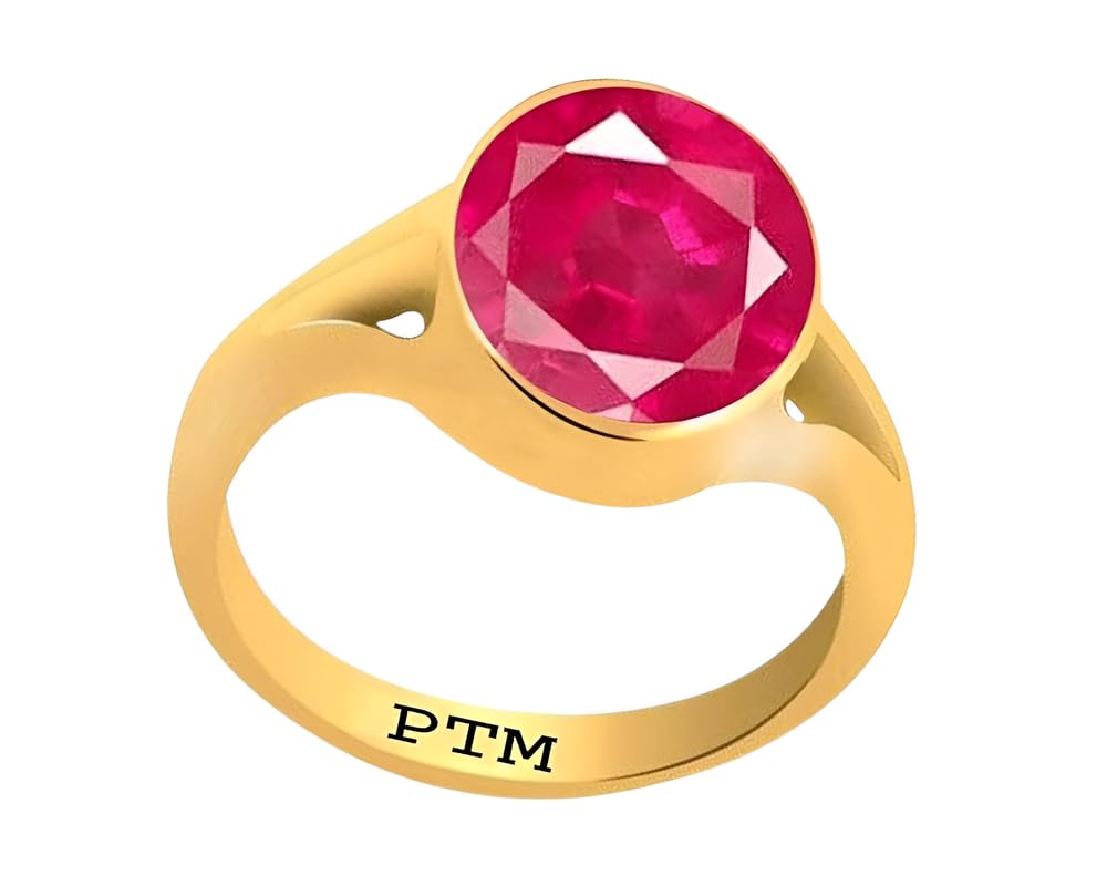 PTM Panchdhatu (5 metals) Ruby (Manik) Gemstone 3.25 to 10.25 Ratti or 3.00 to 9.50 Carat Panchdhatu 22 K Gold Plated Ring for Men & Women