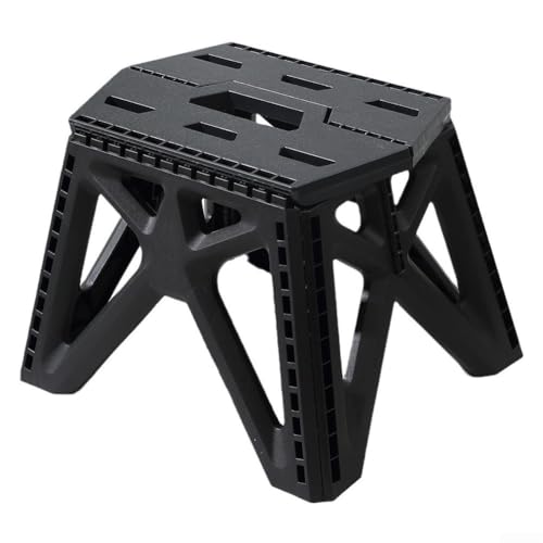 Taburete plegable de plástico ligero con alta capacidad de carga, certificado según EN14183, con asiento hexagonal para mayor comodidad y estabilidad, fácil de transportar con asa (negro) - imagen 6