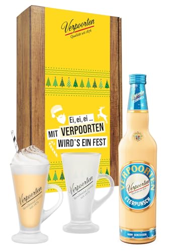 Geschenkset bestehend aus 0,7 L VERPOORTEN EIERPUNSCH 11%vol & 2 exklusiven VERPOORTEN Punsch-Tassen