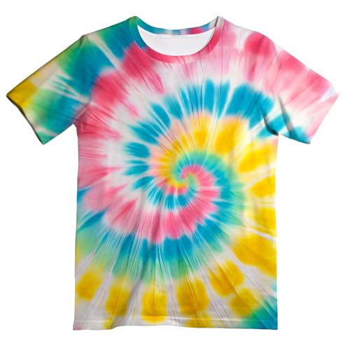 Image of Kids Neon Tie Dye Shirt for Boys Girls Tie-Dye T-Shirt Hippes Tshirt Senior Children Tee Size 6-16 Years Age