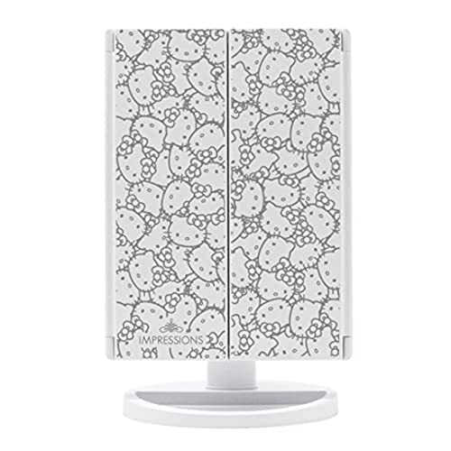 IMPRESSIONS VANITY · COMPANY Impressions Vanity Hello Kitty Trifold LED Mirror, Desk Mirror with Lights and Touch Sensor Switch, Lighted Makeup Mirror with 2X and 3X Magnifying (White)