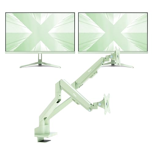 Image of Pixio Two PX249 Wave Mint Green 24 inch 240Hz Refresh Rate FHD 1080p Resolution IPS Panel 4ms GTG Response Time Gaming Monitor and PS1D Wave Mint Green Dual Monitor Arm