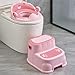 Potty Training Seat with Step Stool Kids Toilet Seat Attachment Baby Ladder Potty Seat for Toddlers Child Toilet Seat Separable Girl Pink