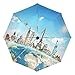 Tour Ciel Bleu Terre Monde Parapluie Pliant Automatique Coupe-Vent Ultra-léger Voyage Incassable Parapluies pour Homme Femme