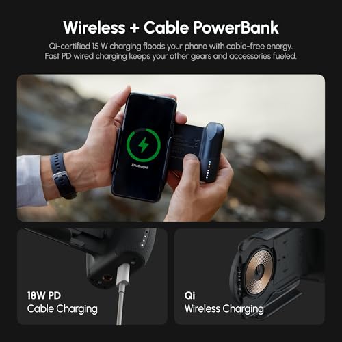Image of ProGrip Mobile Battery Grip, DSLR-Style Phone Camera Grip with Built-in Powerbank of Qi Charging, Ergonomic Handle with Wireless Shutter Button, Phone Stand Dock, Built-in Cold-Shoe & Tripod Mount