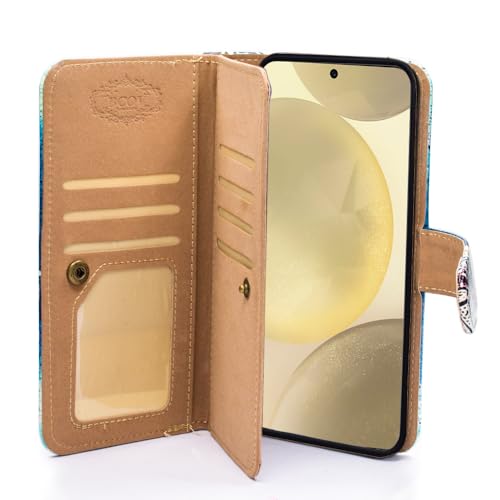 Bcov Case for Galaxy S23,Blue Dragon Multifunction Leather Phone Case Wallet Flip Cover with Multi Card Slots Pocket Wrist Strap for Samsung Galaxy S23 by Bcov - Image 8