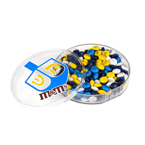 M&M'S Milk Chocolate Round Hanukkah Gift Box - Blue, Yellow & White M&M'S Chocolate Candies with Hanukkah Themed Images