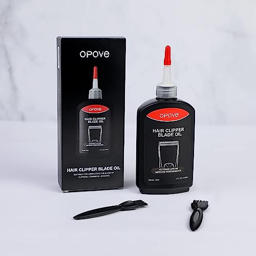 Opove Premium Hair Clipper Blade Lubricating Oil For Clippers, Trimmers, Groomers, Rust Prevention, 4.05Oz/120Ml, 1 Pack With Clean Brushes #TOP5