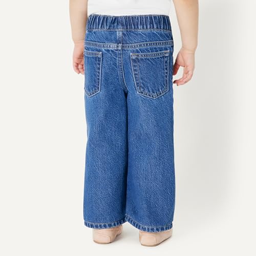 Amazon Essentials Baby Girls' Soft Stretch Relaxed-Fit Wide Leg Jeans, Medium Blue Vintage, 18 Months - image 3
