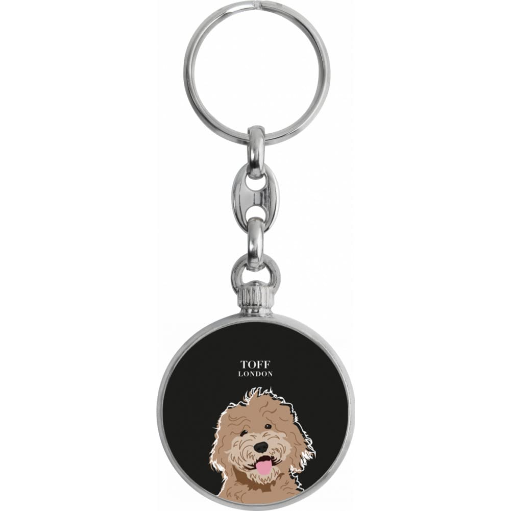 Toff London Beige Labradoodle Dog Head Keyring
