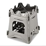 Estufa de leña portátil ligera con patas plegables y bandeja para cocinar al aire libre, horno eficiente para ramitas y ramas pequeñas (S)