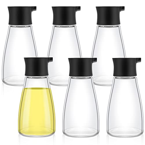 Suclain 6 Pcs Soy Sauce Dispenser Leakproof Cruet Dispenser Set Oil and Vinegar Dispenser Set Small Sauce Bottles Glass Soy Sauce Container with Lid for Kitchen Cooking Barbecue, Black