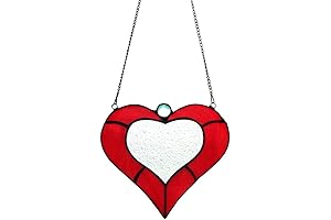 Red Lovely Heart Stained Glass Window Hanging