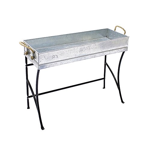 Achla Designs WT-03 Trestle, Small Metal windowsill Plant Stand Indoor Outdoor with Removable Tray, Small, Black and Galvanized Steel