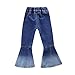 MODNTOGA Baby Girls Denim Bell Bottom Jeans Vintage Toddler Kid Flare Pants Jeans Western Little Cowgirl Outfit Hippie Pants (Dark Blue, 130 (6-7T))