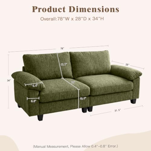Image of 78 inch Loveseat Cloud Couch, Sectional Couches for Living Room