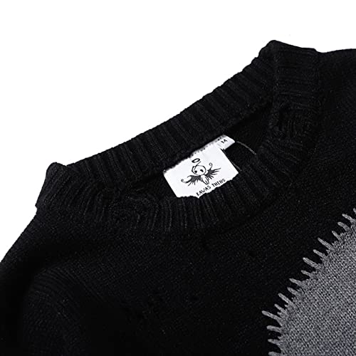 XMAIYIF (Wool) Sweater Mens Vintage Oversize Knitted Sweater Long Sleeve Round Neck Knitted Pullover Jumper Sweater(Dark Blue,L)4