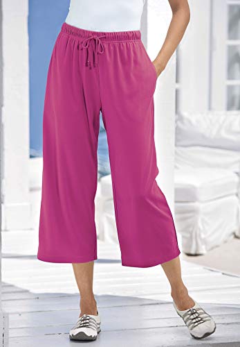 Woman Within Women's Plus Size Sport Knit Capri Pant - 3X, Navy Blue #TOP5