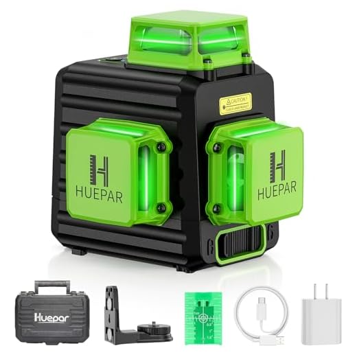 Huepar 360° Laser Level with Rechargeable Battery