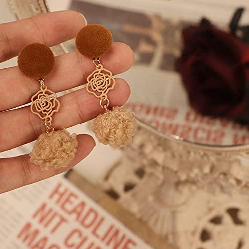 Women's Earrings Elegant Romantic Adorable Rose Ball Earrings for Women with Festive Banquet Jewelry