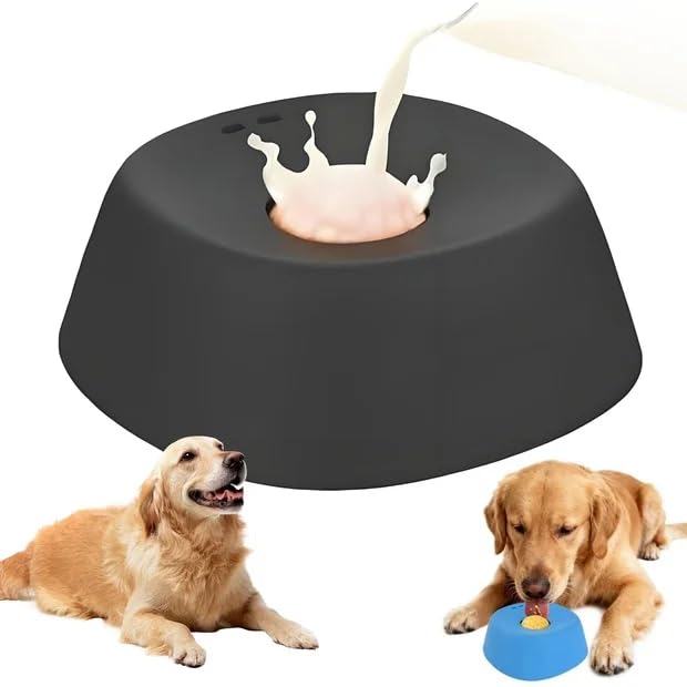 Dog & Cat Lick Bowl Slow Feeder Toy - Anti-Slip Pet Licking Bowl for Dogs Cats, Interactive Slow Feeder Lick Toy for Dogs Calming & Anxieties Relief (C - Black)