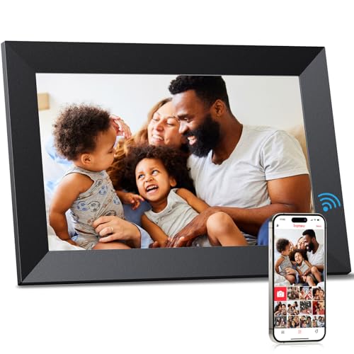 FRAMEO 10.1″ Digital Picture Frame WiFi Smart Photo Frame Electronic Digital Picture Frames Load from Phone 1280×800 HD IPS Touch Screen,Auto-Rotate/Slideshow/Wall Mountable/Share Videos Photo-Black