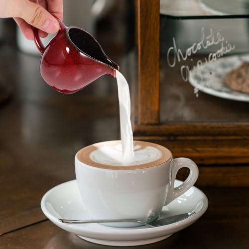Mousseur et pichet pour lait et café rouge idéal pour la table - 3