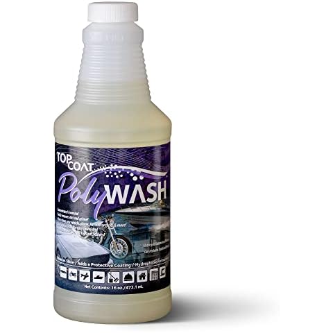 TopCoat PolyWash Concentrated, PH-Neutral Car Wash Soap, Leaves a Hydrophobic Barrier and Prevents Water Spots, Use as Foam Cannon Soap, 16 oz Car Soap Bottle Cover