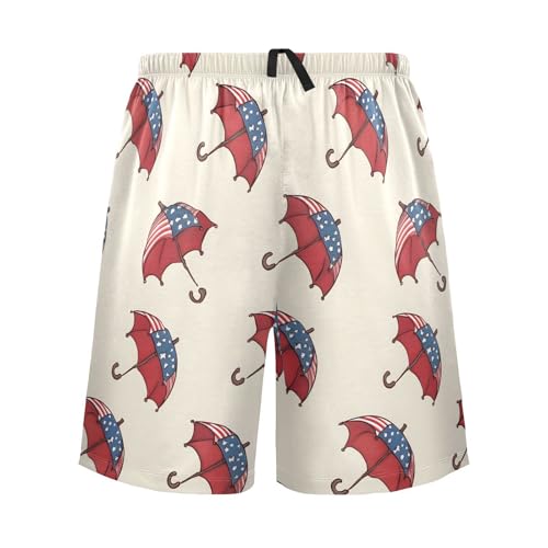 US Flag Umbrella Men’s Pajama Shorts Sleep Bottoms Elastic Waist Athletic Shorts Size S-2XL2