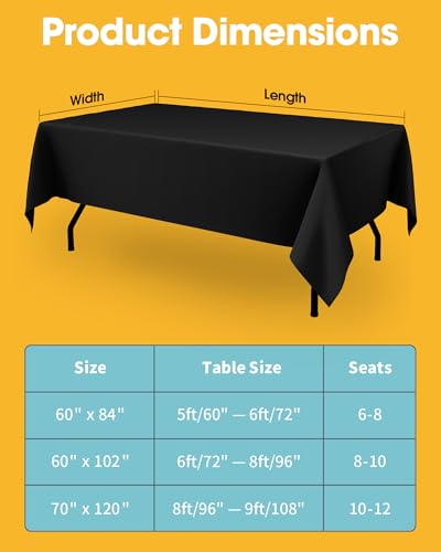 Niuara Black Rectangle Table Cloth - 6 Pack, 60