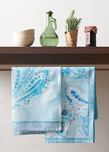 Maison D' Hermine Dish Towels 100% Combed Cotton Premium Kitchen Towels Dishcloth For Home, Kitchen, Dining, Cocktail Parties & Camping, Paisley Blues - (Set Of 3) #TOP5