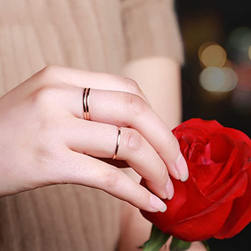 Alextina Women's Set Of 6 Stainless Steel 1Mm Thin Midi Rose Gold Stacking Rings Plain Band Dome Shape Size 4 To 9 #TOP3