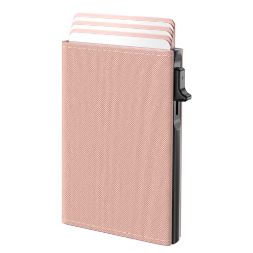 Image of typecase Womens Wallet Card Holder: Pop Up Card Case, Genuine Leather, RFID Blocking, Slim, Minimalist, Thin, Small Size - 9-14 Card Capacity, ID Window, Cash Pocket (Blush Pink)