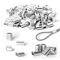 SDLDEER Aluminium Pressklemmen Alu Drahtseilklemme 3mm, 120 Stk Metallhülsen für Drahtseile Alu Ovale Würgeklemmen, Alu Presshülsen 3mm Seilklemme Stahlseil für Stahlseil Drahtseil Kabel Seilverbinder