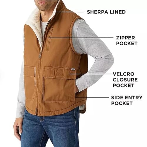 Image of Lee MEN'S SHERPA LINED WORKWEAR CANVAS VEST (US, Alpha, XX-Large, Regular, Regular, Tobacco)