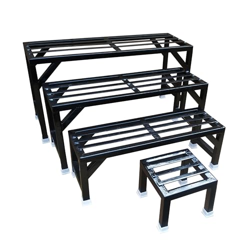 Image of A-One 4 Step Garden Plant stand Flower Pot Holder Plant Pot Stand Heavy Duty (BLACK) (Four Step-Set of 4)