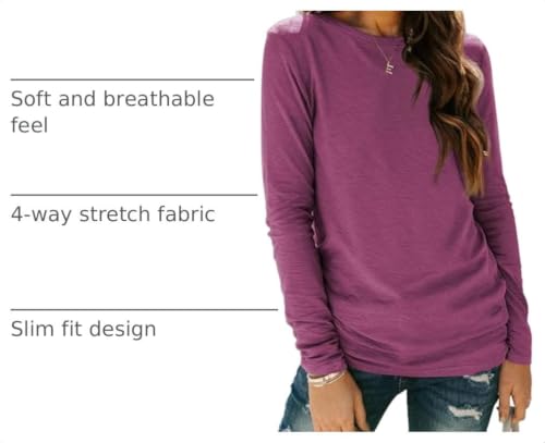 Image of AUTOMET Women's Long Sleeve Crewneck Shirts Casual Basic Tops