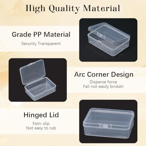 Image of 6Pcs Mini Containers with Lids Small Bead Organizer Box 2.44x3.39 Inch Clear Plastic Transparent Rectangle Storage Container for Crafts Accessories Collecting Beads Jewelry Supplies Hobbyists