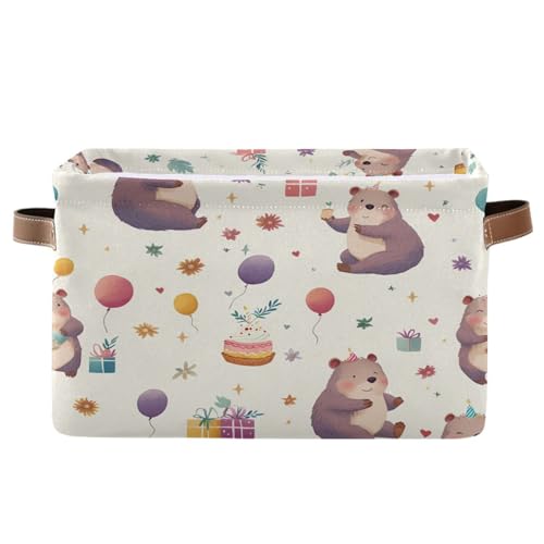 PaChyLuu Wombats Storage Basket Bin Canvas Fabric Organizer Toys Basket with Handles for Home Office Nursery, Clothes, Gifts, 1 Pcs