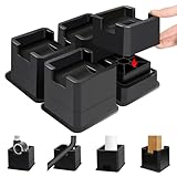 Sunifier Bed Risers 2 inches (1+1 inches) Heavy Duty, Adjustable Furniture Risers for Leg with Wheels, Bed Lifts Risers for Table, Sofa, Couch, Cabinet, Bed Frame Accessories (Black 4-Pack,2 inch)