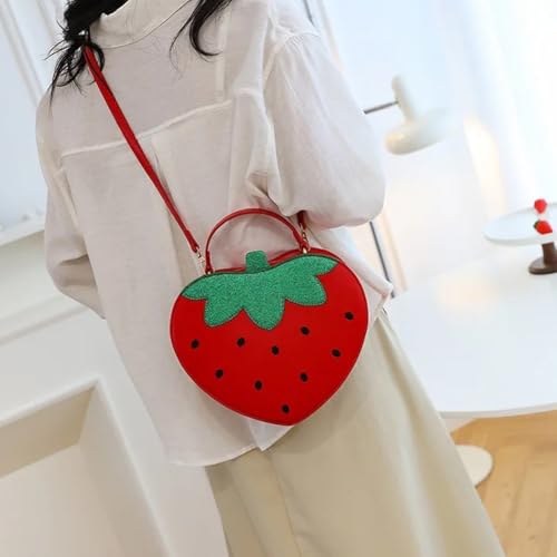 Bolso de hombro en forma de fresa con cuero de PU resistente y correa cómoda 4
