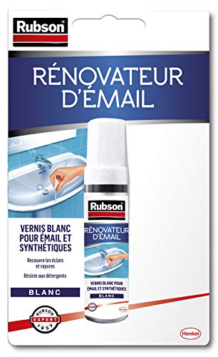 Rubson Rénovateur d'émail - Vernis blanc pour masquer éclats et rayures sur lavabos et baignoires - Blanc - 1 x 12 ml