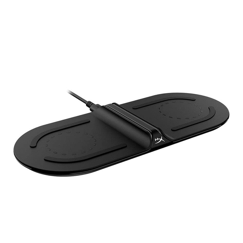 HyperX ChargePlay Base, Caricabatterie senza filo, Certificato Qi, Indicatori LED individuali, Adattatore CA da parete, Compatibile con dispositivi abilitati Qi, Spina alimentazione europea (EU), Nero