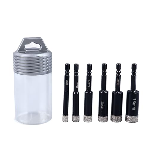 Kit de brocas de diamante seco con vástago hexagonal, 6 piezas miniatura 1