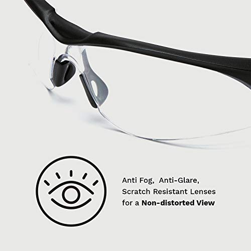 Image of Pro For Sho [Upgraded Version] Safety Glasses - Paper-thin Temple Designs for Long Lasting Comforts, Perfect Fit Under Earmuffs - Anti Fog, Scratch Proof, UV Protection (Matte Black)