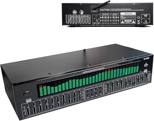 OZPPM Égaliseur EQ Professionnel, Égaliseur Numérique 31 Bandes, Égaliseur Graphique Stéréo Audio Numérique, 12 Modèles de Rythme, Double Accordage...